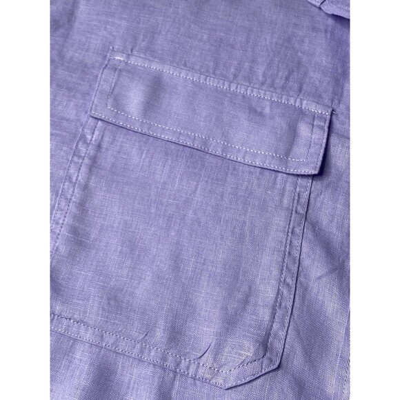 GAP Women Linen Shirt Long Sleeves Cropped Casual Minimalist Classic PURPLE XL - Picture 9 of 12